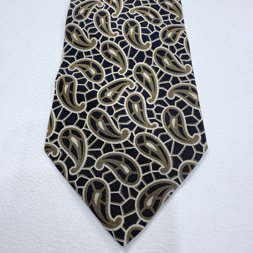 Giorgio Armani‎ 100% Silk Tie Brown Black Paisley Made in Italy